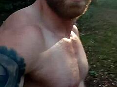 bodybuilder flaunts strength in public