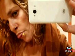 I caught a blonde craving sex in a public bathroom