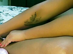 Intense latina foot tease with solo climax