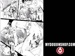 Asuka captivates Shinji in bodysuit