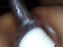 wife's teasing lingerie play with buzzing toy at night