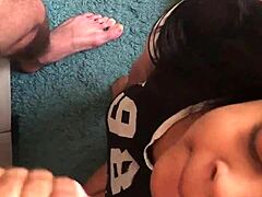 morning blowjob ends with cum facial