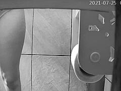 Brazilian beauty's bathroom antics
