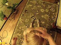 my russian masked wife’s wild blowjob at night
