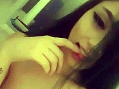 Tattooed teen teases with solo play