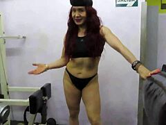muscular milf goddess teases triceps workout