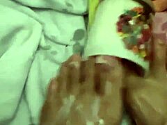 Pouring warm wax on my feet while rubbing them together