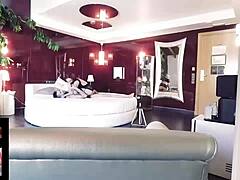 curvy blondes share steamy caress
