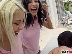 Lesbian trio's daring curve clash