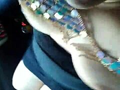 pierced tits flashing boldly in car