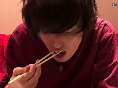 Just Gay Meat Eating In Close-Up