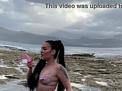 Colombian brunette teasing in homemade fun