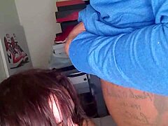 BBW Sucking Fat Big Black Cock in Close-Up