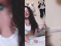 curly girl savors intense toy ride