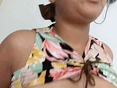 Young brunette's enticing bounce