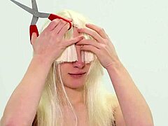 Submissive bitch humiliated with harsh haircut