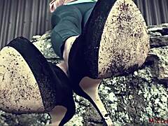 Dirty Worm Under Mistress Feet In Teasing Control