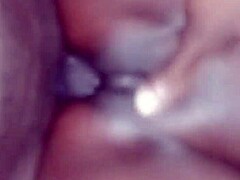 close-up ebony wife riding wet creampie fuck