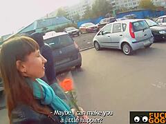 Skinny Brunette Fucks Stranger For Quick Cash