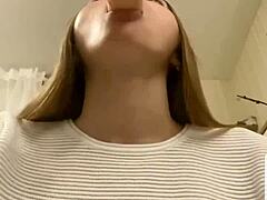 Cheeky girl teases with cock sucking