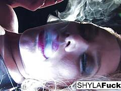 Shyla Stylez strips with allure