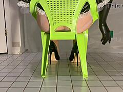 PVC maid in daring passion