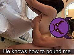 Amateur brunette's intense surprise finish