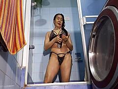 milf goddess glows in foamy bliss