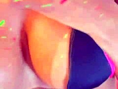 How many thrusts from this brunette to finish?