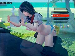 3d brunette’s sensual massage twist
