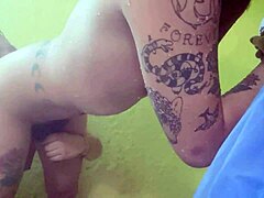 Hard cock fucking in the shower