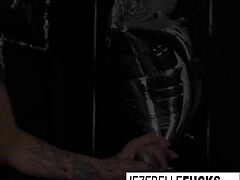Jezebelle's daring tease with big tits on display