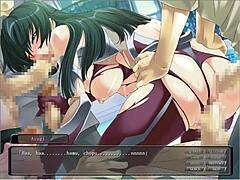 Taimanin Asagi Gangbang Scene in Hentai Game Mode