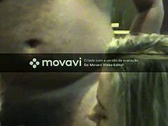 blonde takes relentless interracial blowjob for cash