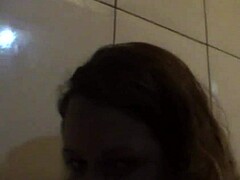 blonde takes relentless interracial blowjob for cash