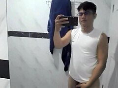 Young Asian Teen's Fierce Bathroom Solo Play