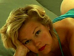 beautiful blonde milf teases with blowjob and facial