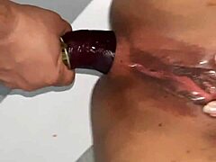 Latino Twink Overwhelmed by Massive Eggplant