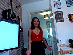 british brunette sultry oral nerd