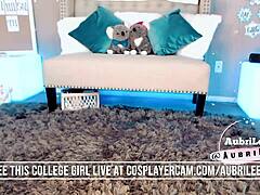 Skinny cosplay teen webcam tease