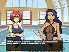 subtle pool tease with anime babes fucking