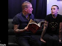 tattooed stud's gay threesome