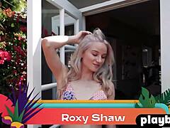 Blonde Roxy Shaw Strips Elegantly