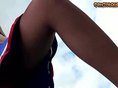 Melissa's upskirt thrill in pantyhose