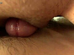 young amateur girl rides shaved pussy hard