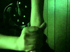 What’s behind her petite handjob cumshot?