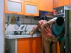 kitchen passion hits hard with girlfriend