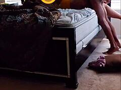 Brunette teen's risky midnight thrill