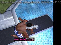 Sexy cartoon's poolside playful escape