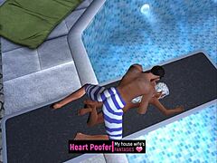 Sexy cartoon's poolside playful escape